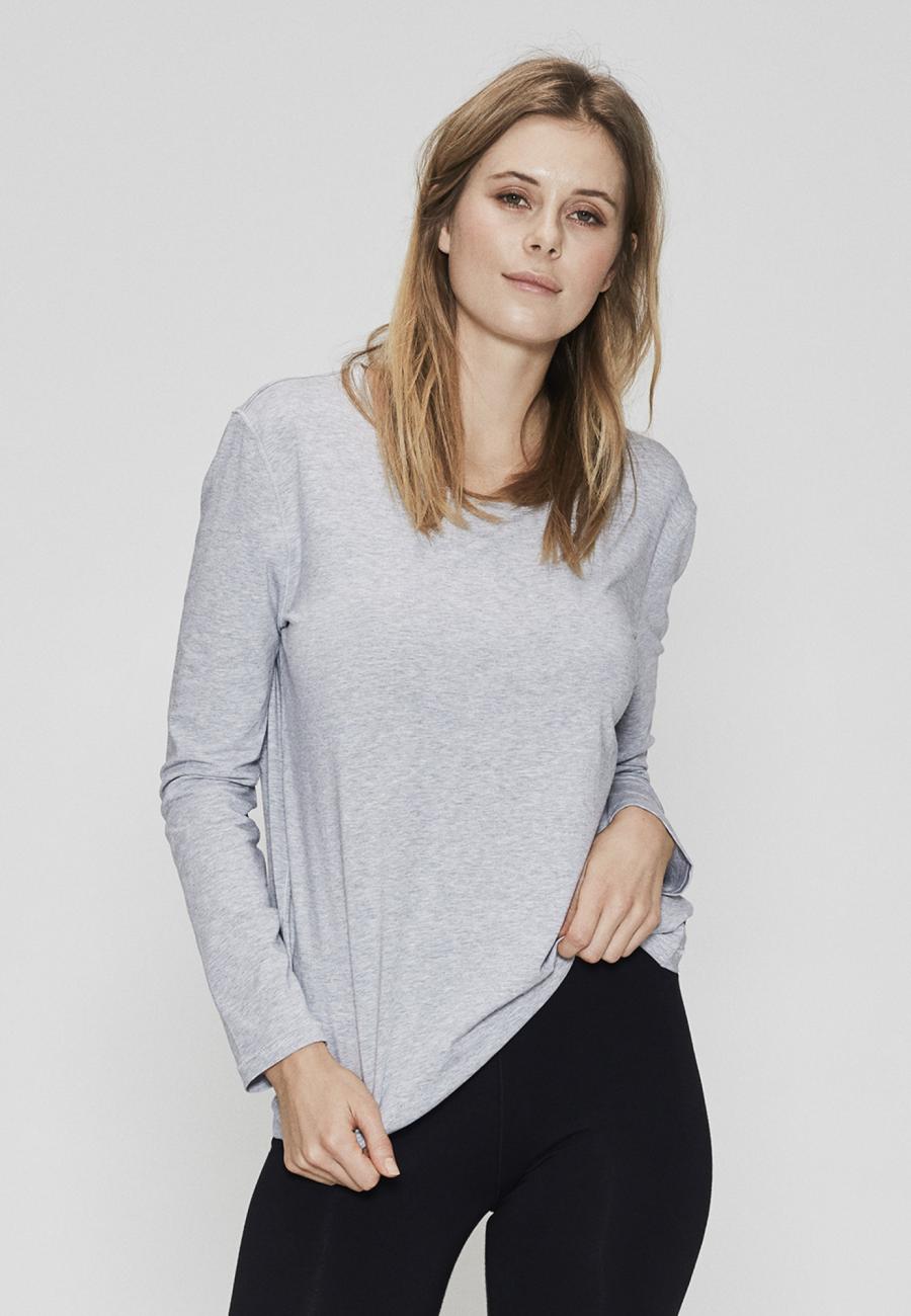 Langarm-Shirt | Bambus-Viskose | hellgrau melange -JBS of Denmark Women