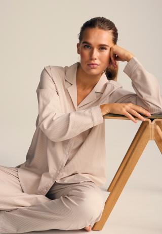 Pyjamashirt, langarm | Bambus-Viskose | sand gestreift -JBS of Denmark Women Pyjamashirt, langarm | Bambus-Viskose | sand gestreift -JBS of Denmark Women