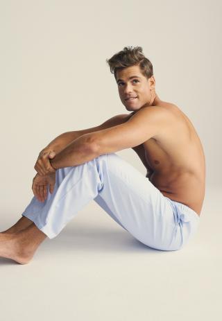 Pyjamahose, Bambus-Viskose, blau gestreift Pyjamahose, Bambus-Viskose, blau gestreift