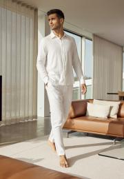 Hose | Bambus-Viskose &amp; Leinen | weiß -JBS of Denmark Men