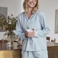 Pyjama-Hemd, Seersucker | Bambus-Viskose | blau -JBS of Denmark Women