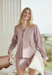 Pyjama-Hemd, Seersucker | Bambus-Viskose | rosé -JBS of Denmark Women