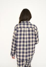 Pyjamashirt, Flanell | 100% Bio-Baumwolle | blau kariert -JBS of Denmark Women