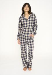 Pyjamashirt, Flanell | 100% Bio-Baumwolle | blau kariert -JBS of Denmark Women