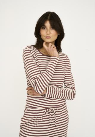 Langarm-Shirt, Ripp | Bambus-Viskose | dunkelrosa gestreift -JBS of Denmark Women