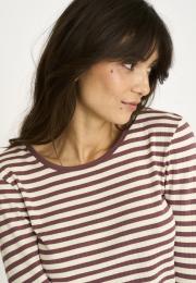 Langarm-Shirt, Ripp | Bambus-Viskose | dunkelrosa gestreift -JBS of Denmark Women