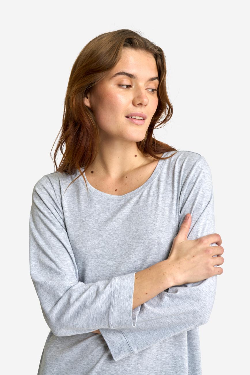 Big-Shirt, Langarm | Bambus-Viskose | hellgrau melange -JBS of Denmark Women
