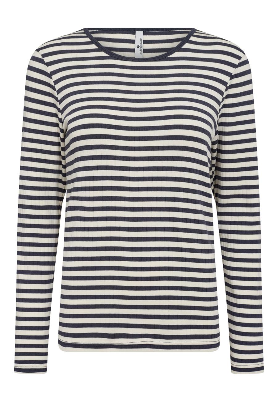 Langarm-Shirt, Ripp | Bambus-Viskose | blau gestreift -JBS of Denmark Women
