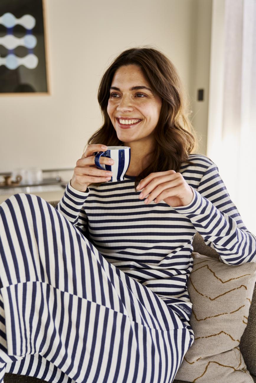 Langarm-Shirt, Ripp | Bambus-Viskose | blau gestreift -JBS of Denmark Women