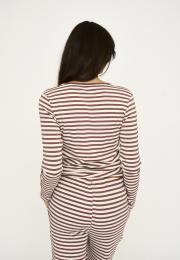 Langarm-Shirt, Ripp | Bambus-Viskose | dunkelrosa gestreift -JBS of Denmark Women