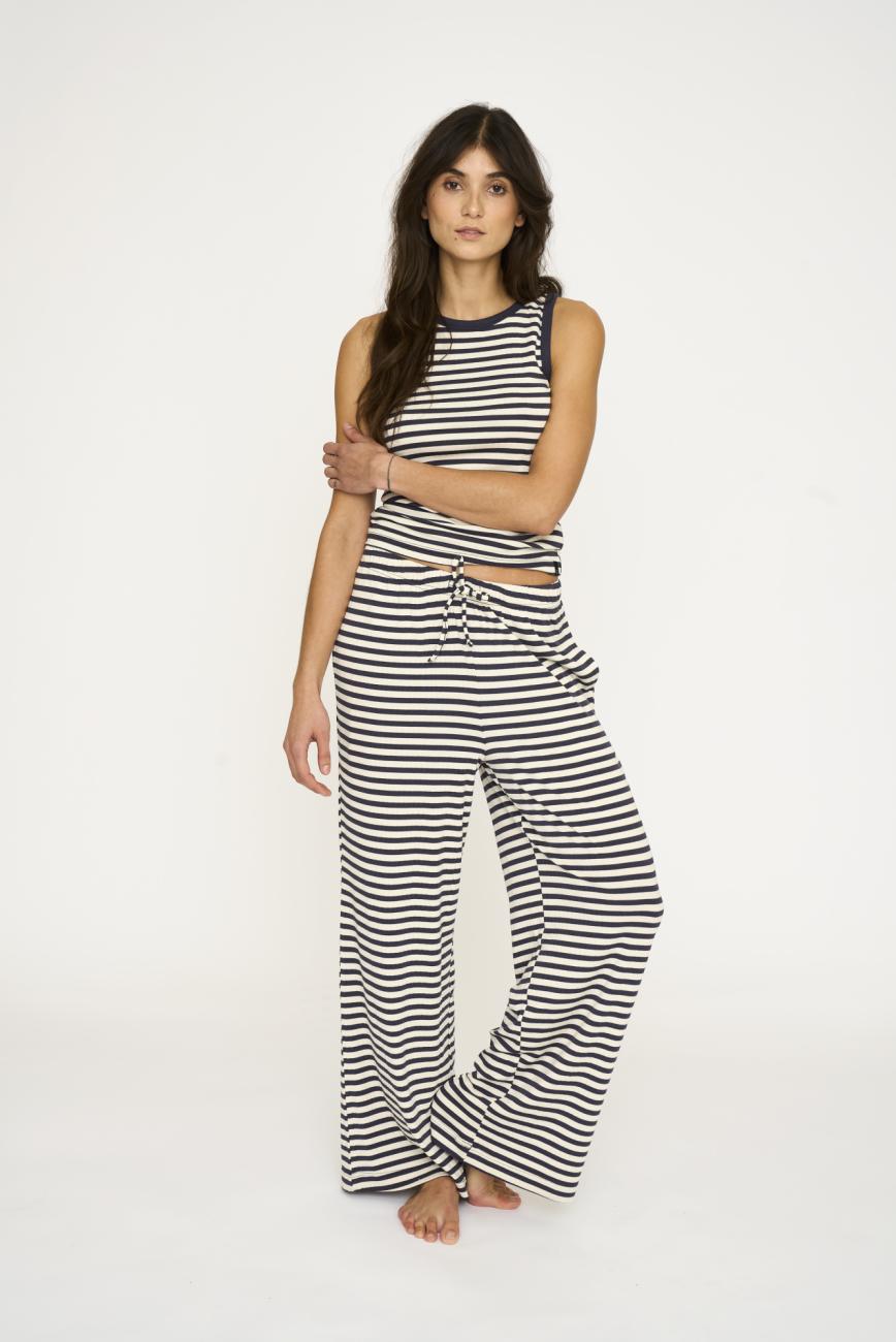 Loungehose, Ripp | Bambus-Viskose | blau gestreift -JBS of Denmark Women