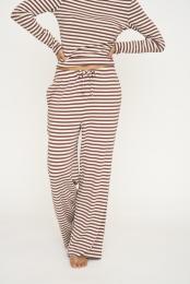 Loungehose, Ripp | Bambus-Viskose | dunkelrosa gestreift -JBS of Denmark Women
