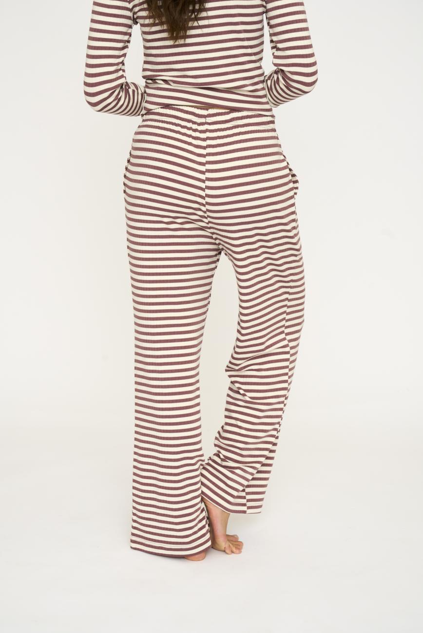 Loungehose, Ripp | Bambus-Viskose | dunkelrosa gestreift -JBS of Denmark Women