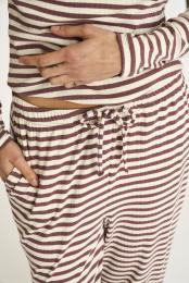 Loungehose, Ripp | Bambus-Viskose | dunkelrosa gestreift -JBS of Denmark Women