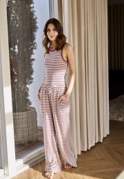 Loungehose, Ripp | Bambus-Viskose | dunkelrosa gestreift -JBS of Denmark Women