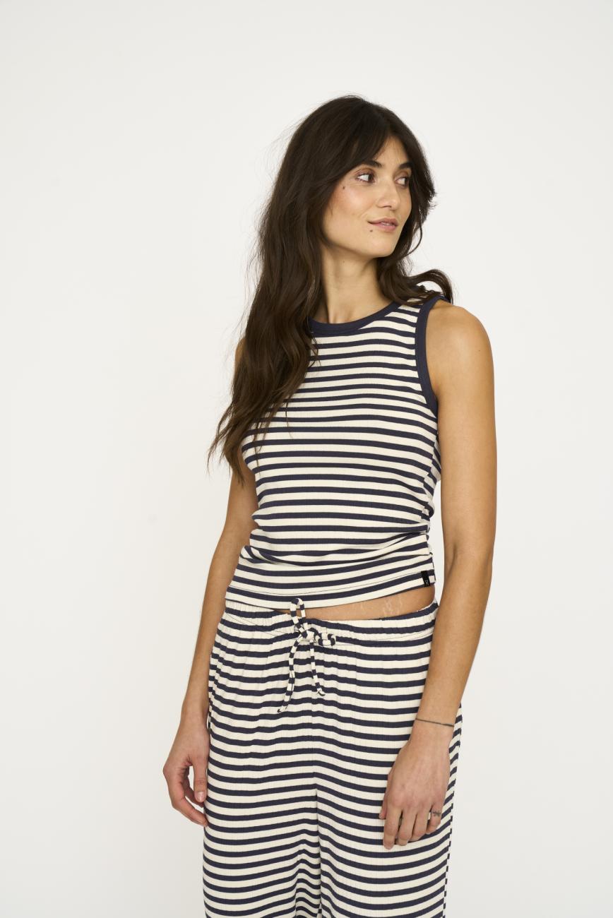 Tanktop, Ripp | Bambus-Viskose | blau gestreift -JBS of Denmark Women