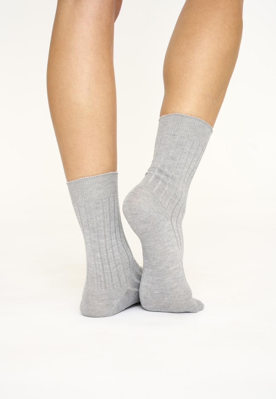 Strümpfe, Ripp | Bambus-Viskose | hellgrau -JBS of Denmark Women