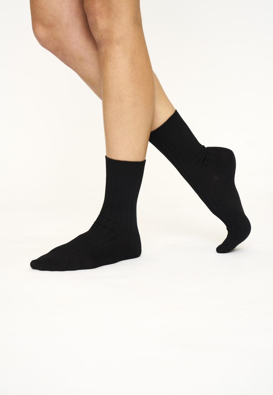 Strümpfe, Ripp | Bambus-Viskose | schwarz -JBS of Denmark Women