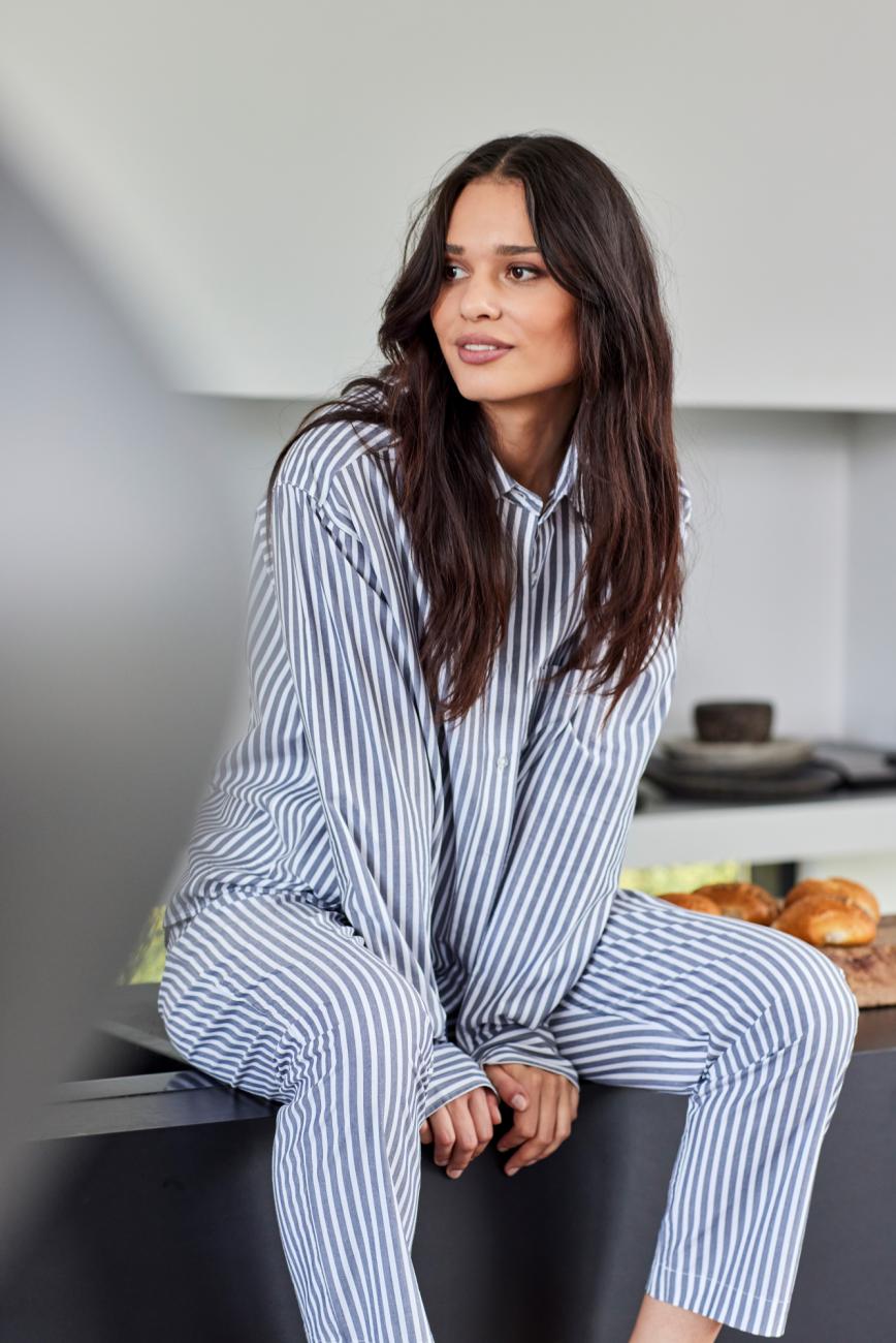Pyjamahose Unisex | Bio-Baumwolle | grau gestreift -JBS of Denmark Unisex