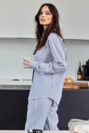 Pyjamashirt | Bio-Baumwolle | grau gestreift -JBS of Denmark Unisex