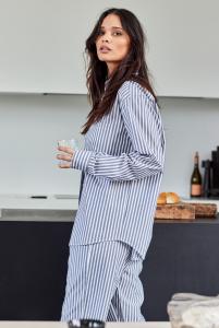 Pyjamashirt | Bio-Baumwolle | grau gestreift -JBS of Denmark Men