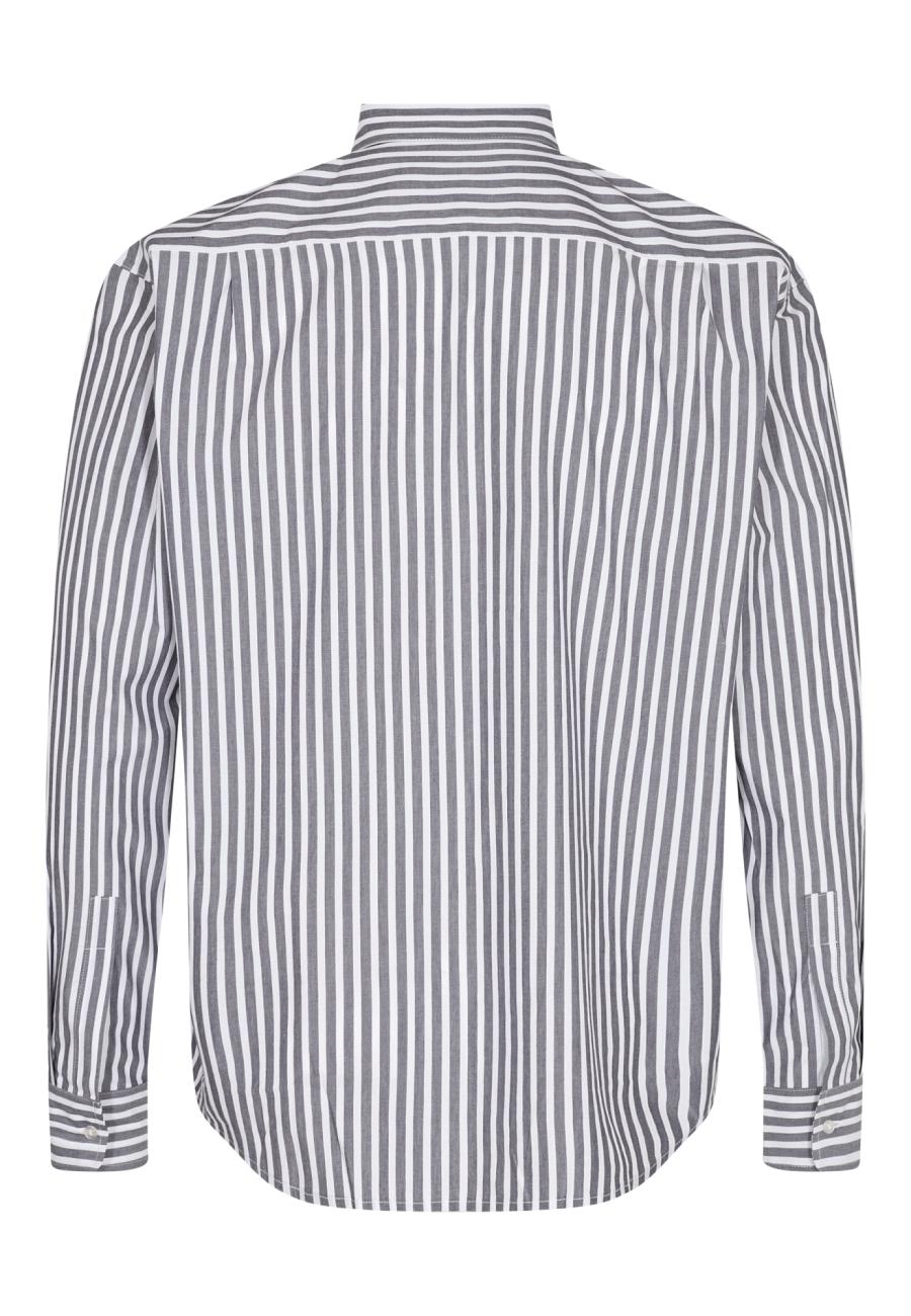 Pyjamashirt | Bio-Baumwolle | grau gestreift -JBS of Denmark Unisex