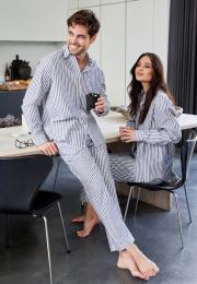 Pyjamashirt | Bio-Baumwolle | grau gestreift -JBS of Denmark Unisex