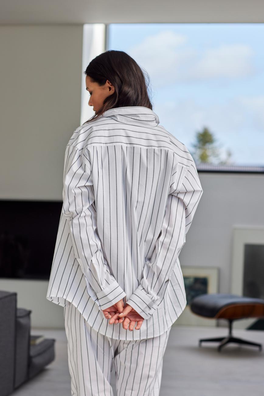 Pyjamashirt Unisex | Bio-Baumwolle | schwarz gestreift -JBS of Denmark Unisex