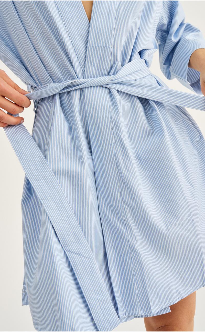 Morgenmantel | Bambus-Viskose | blau gestreift -JBS of Denmark Women