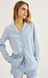 Pyjamashirt, langarm | Bambus-Viskose | blau gestreift -JBS of Denmark Women