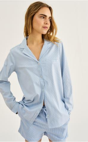 Pyjamashirt, langarm | Bambus-Viskose | blau gestreift -JBS of Denmark Women Pyjamashirt, langarm | Bambus-Viskose | blau gestreift -JBS of Denmark Women