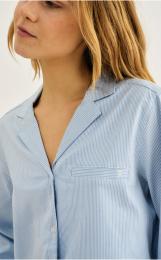 Pyjamashirt, langarm | Bambus-Viskose | blau gestreift -JBS of Denmark Women