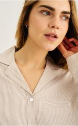 Pyjamashirt, langarm | Bambus-Viskose | sand gestreift -JBS of Denmark Women