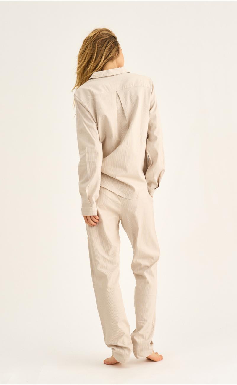 Pyjamashirt, langarm | Bambus-Viskose | sand gestreift -JBS of Denmark Women