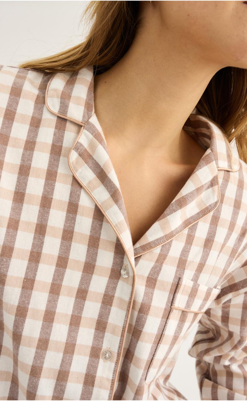 Pyjamashirt, Flanell | 100% Bio-Baumwolle | braun -JBS of Denmark Women