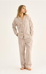 Pyjamashirt, Flanell | 100% Bio-Baumwolle | braun -JBS of Denmark Women