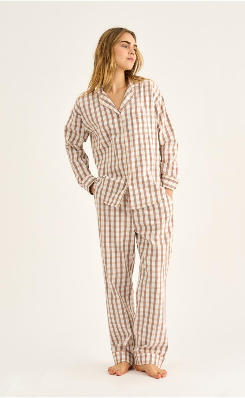 Pyjamashirt, Flanell | 100% Bio-Baumwolle | braun -JBS of Denmark Women