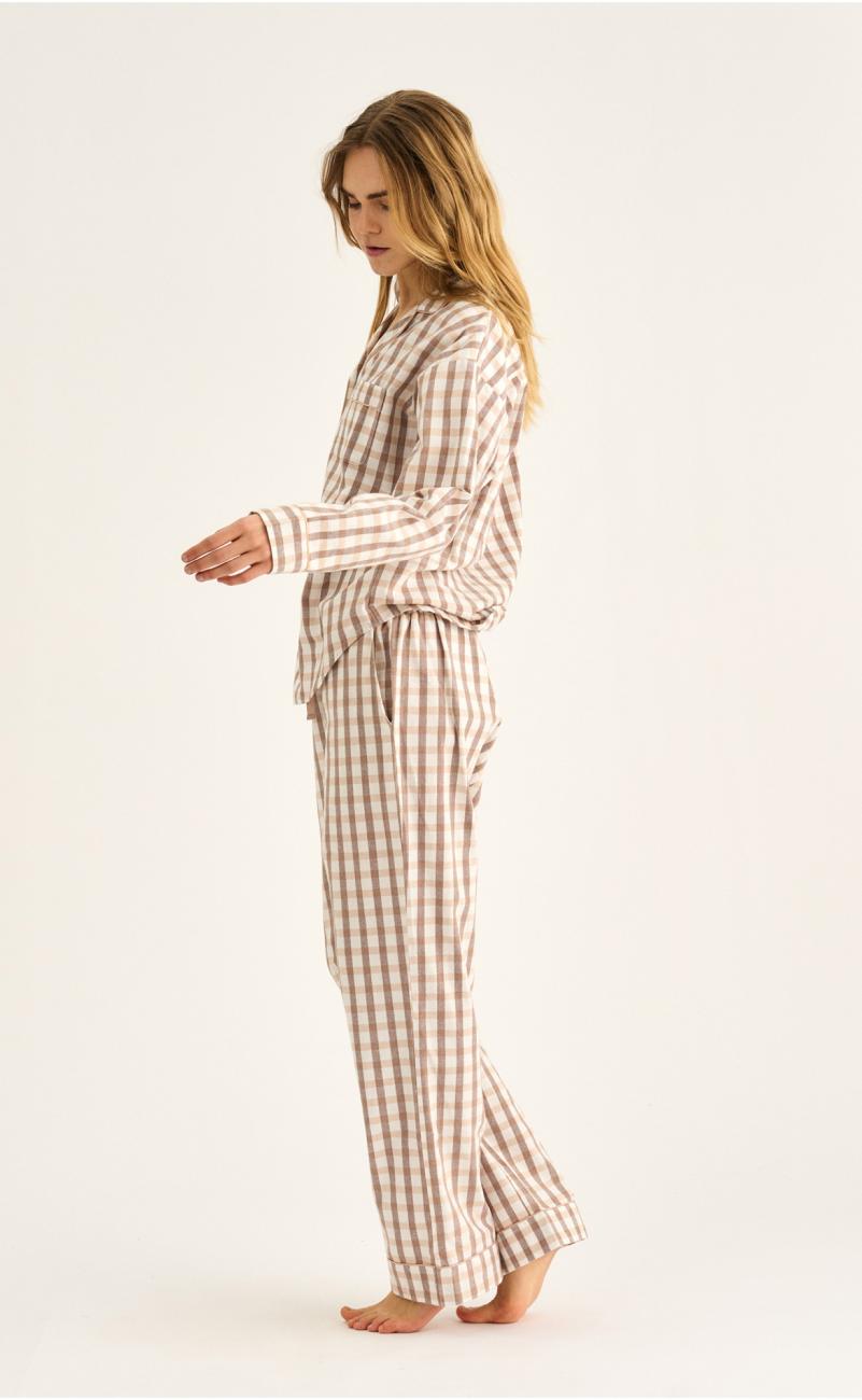 Pyjamashirt, Flanell | 100% Bio-Baumwolle | braun -JBS of Denmark Women