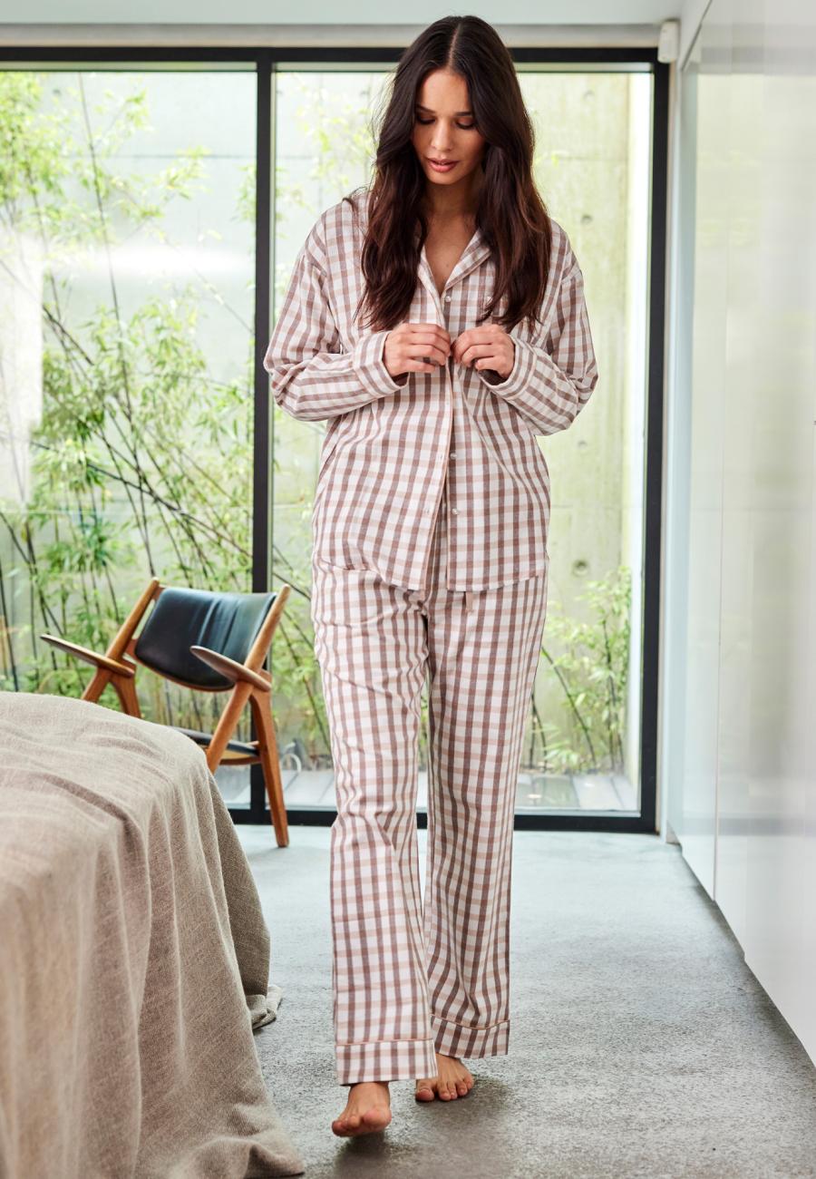 Pyjamashirt, Flanell | 100% Bio-Baumwolle | braun -JBS of Denmark Women