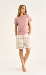 Pyjamashorts, Flanell | 100% Bio-Baumwolle | rosa kariert -JBS of Denmark Women