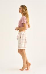Pyjamashorts, Flanell | 100% Bio-Baumwolle | rosa kariert -JBS of Denmark Women