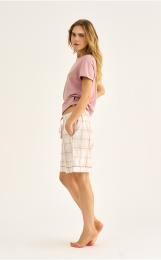 Pyjamashorts, Flanell | 100% Bio-Baumwolle | rosa kariert -JBS of Denmark Women