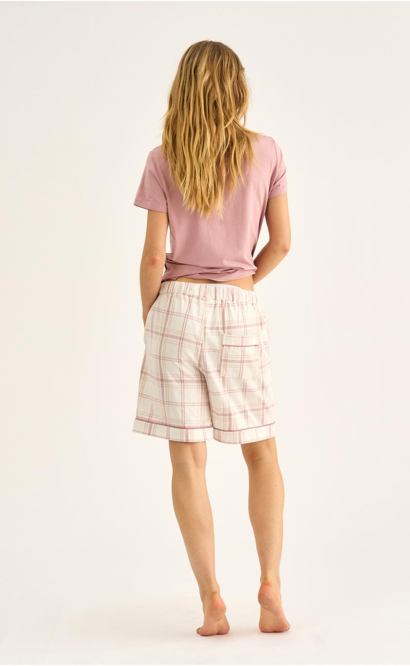 Pyjamashorts, Flanell | 100% Bio-Baumwolle | rosa kariert -JBS of Denmark Women