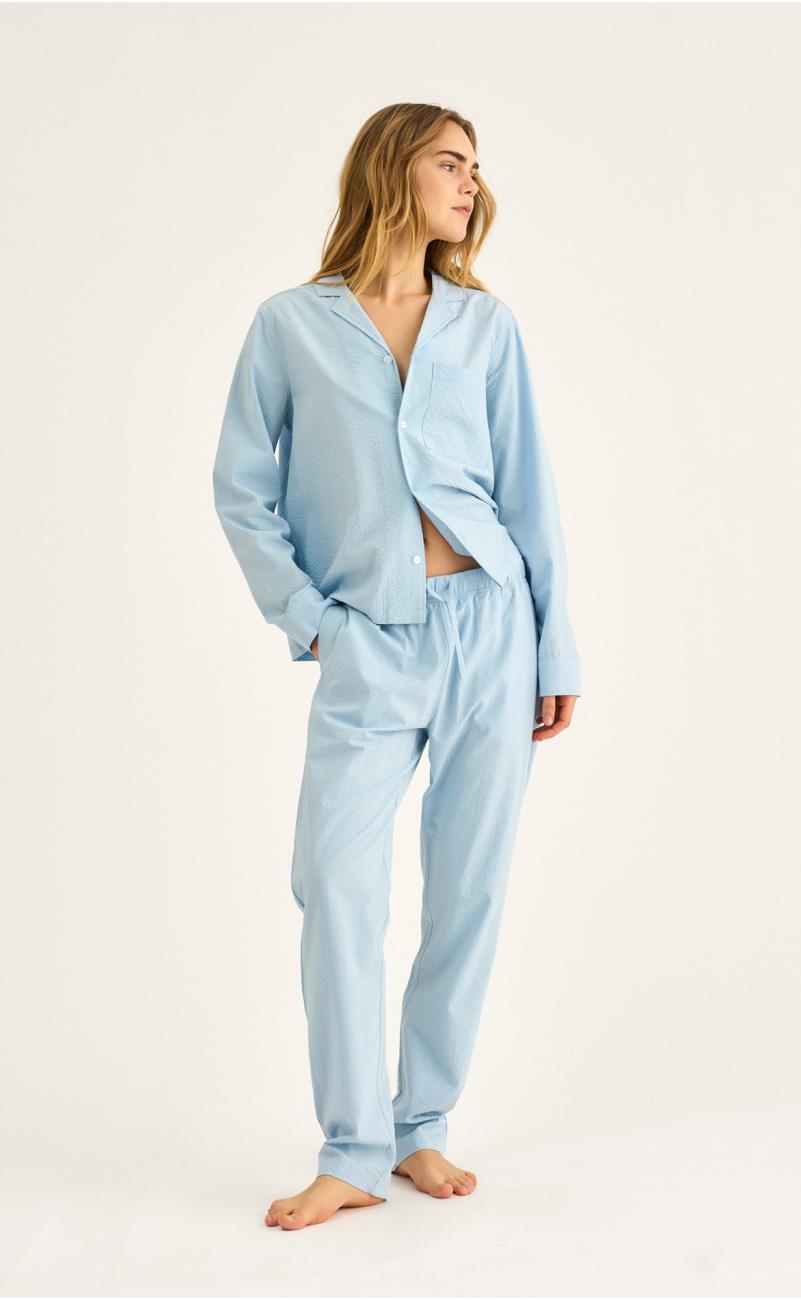 Pyjamahose, Seersucker | Bambus-Viskose | blau -JBS of Denmark Women