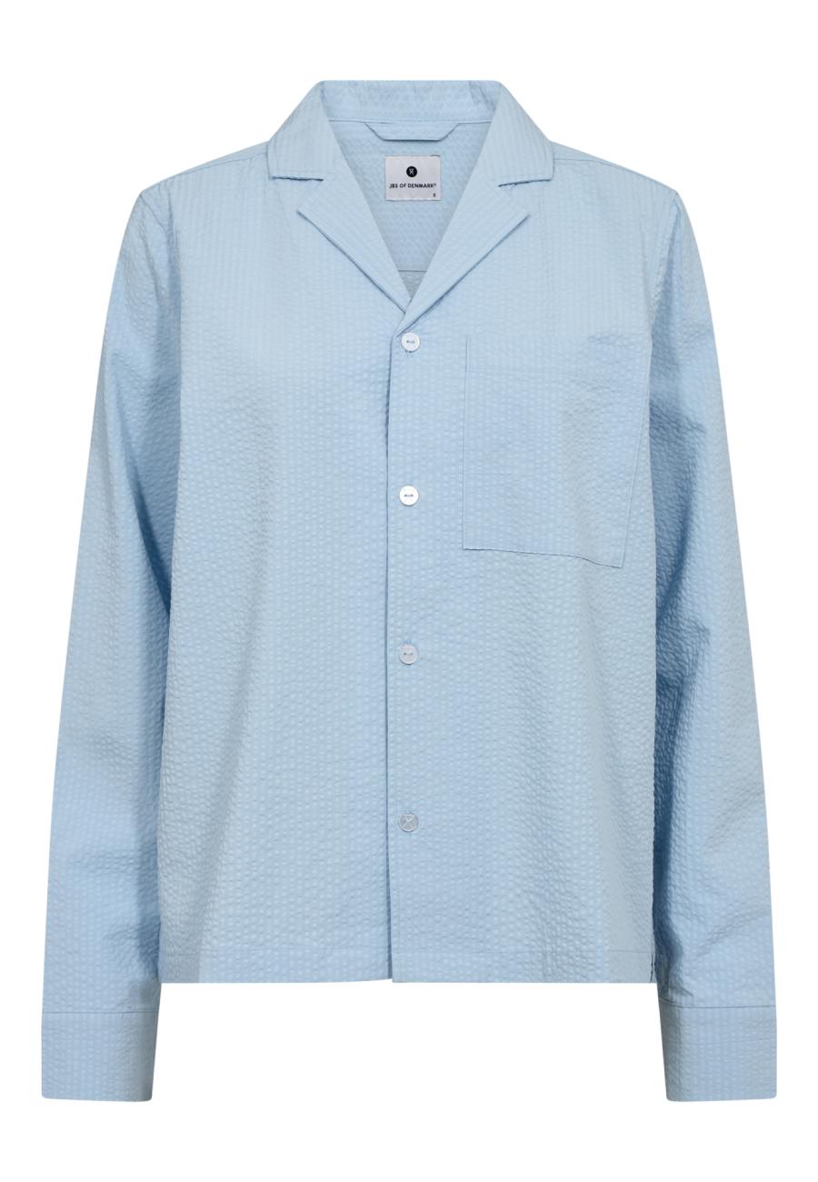 Pyjama-Hemd, Seersucker | Bambus-Viskose | blau -JBS of Denmark Women
