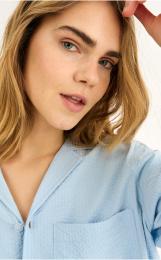 Pyjama-Hemd, Seersucker | Bambus-Viskose | blau -JBS of Denmark Women