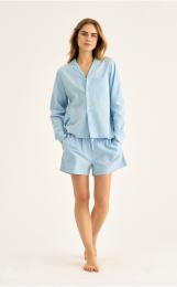Pyjama-Hemd, Seersucker | Bambus-Viskose | blau -JBS of Denmark Women