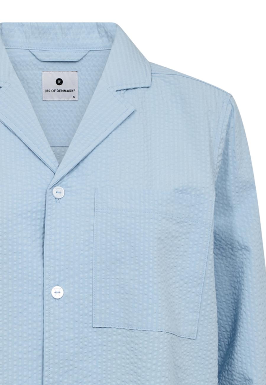 Pyjama-Hemd, Seersucker | Bambus-Viskose | blau -JBS of Denmark Women