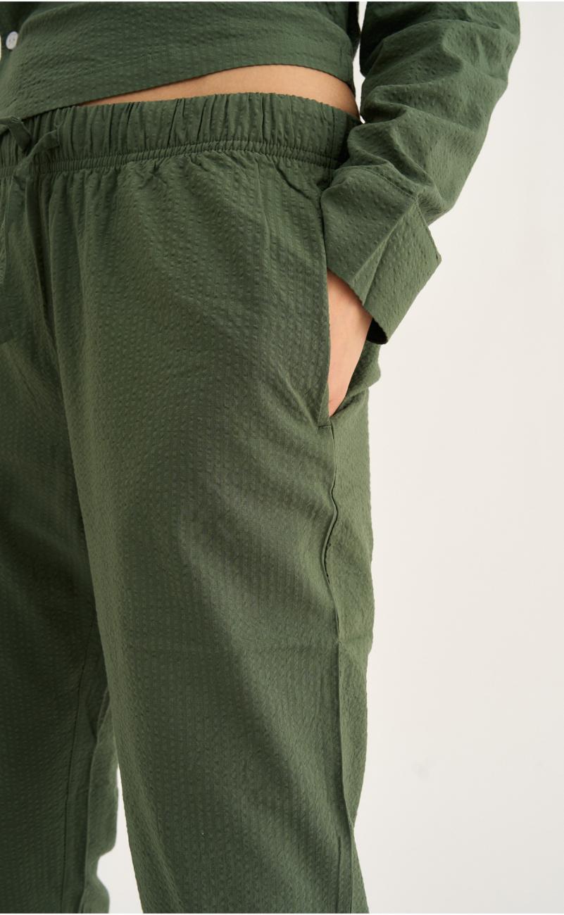 Pyjamahose, Seersucker | Bambus-Viskose | grün -JBS of Denmark Women