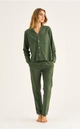 Pyjamahose, Seersucker | Bambus-Viskose | grün -JBS of Denmark Women